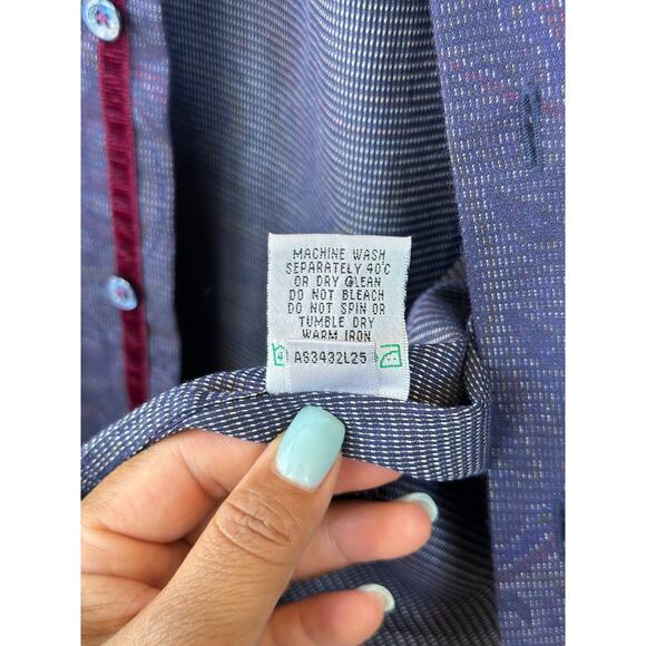 Bugatchi Uomo Men's XL Purple Paisley Print Long Sleeve Casual Button-Down Shirt - Picture 11 of 14